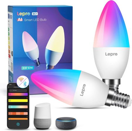 Lepro BC1 AI Smart Bulb E14 Music Sync Bluetooth WiFi Bulb Voice Control Small Screw Bulb