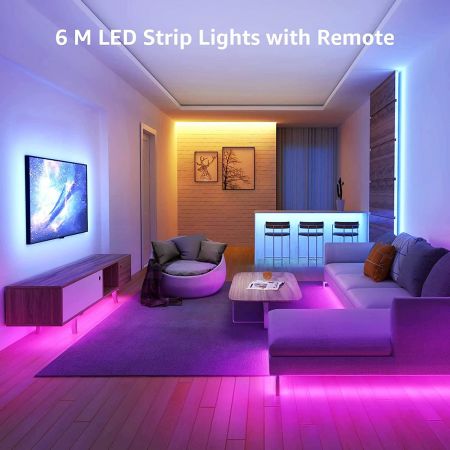 Lepro 6M LED Strip Lights, RGB Colour Changing LED Lights for Bedroom, TV,  Party and Christmas