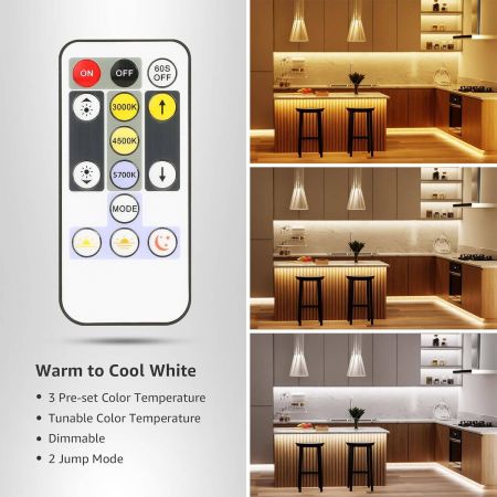 5M LED Strip Lights White Ambiance Dimmable Warm White to Cool Daylight Remote and Power Supply Included Tunable Lightstrip for Kitchen Bedroom and More 3000K 6500K 1000lm