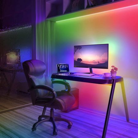 Lepro 5M MagicColor LED Strip Lights Kit Music Sync Sensitive Built in Mic IP65 Waterproof RGB Colour Changing 5050 LED Rope Light for Bedroom Party Bar Decoration 5M Stick on Plug n Play Energy Class...