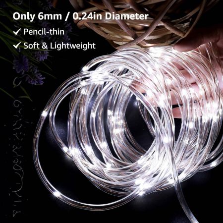 10m LED Rope Lights 100 LED 8 Modes Plug in Indoor Outdoor String Lights Daylight White Lepro