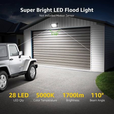 20W LED Floodlight Outdoor 1700LM LED Security Lights Waterproof IP65 Daylight White LED Outdoor Lights for Garden Backyard Garage and More