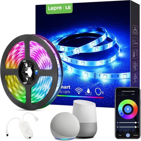 Lepro LED Strips Light with Remote Voice Control APP Control Compatible with Alexa Google Home IP65 Waterproof 5m LED Strip Light Decoration for Christmas Wedding Party and More 2.4GHz Only