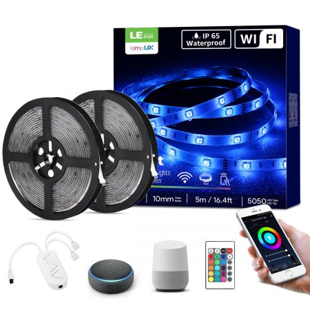 10M Waterproof Smart RGB LED Strips Lights, Wifi LED Strips, Alexa