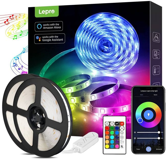 Lepro LED Strip Lights with Remote, Voice Control, Sync with Music, App