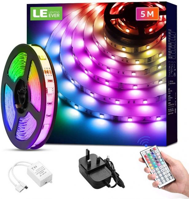 5M LED Strip Lights with Remote, Dimmable, RGB Colour Changing, Stick