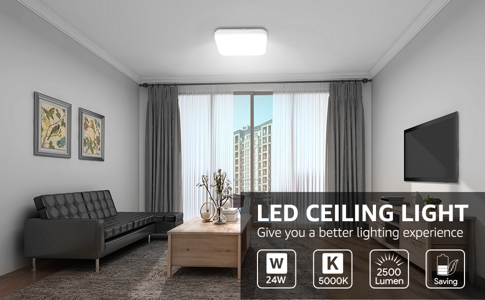 24W Square Flush Ceiling Light
