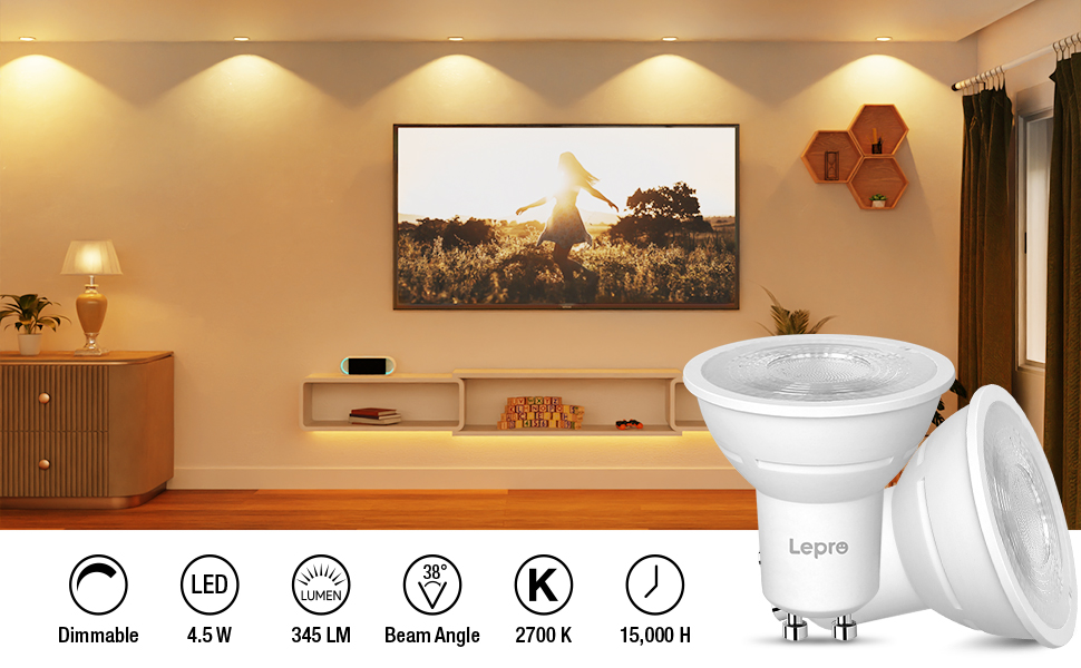 Lepro Gu10 Led Bulbs Dimmable Warm White 2700k 4 5w 345lm 50w