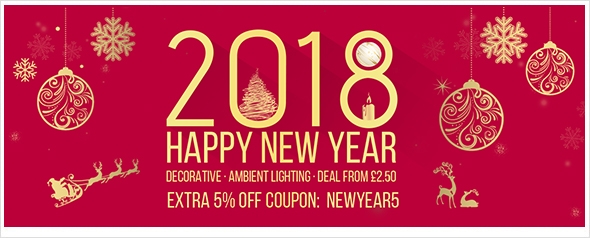 2018 New Year Lighting Sale! Up to 80% off and extra 5% off coupon webside.
